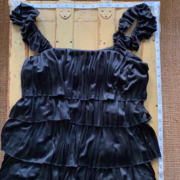 LaROK MINI DRESS LBD STRETCH TIERED 1920 BLACK MINI DRESS S NWOT - Picture 6 of 12